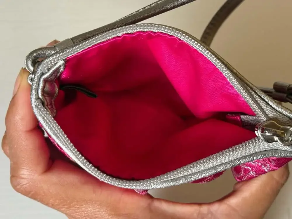 Coach Violet Lurex Opt Art Wristlet with Silver Leather Trim